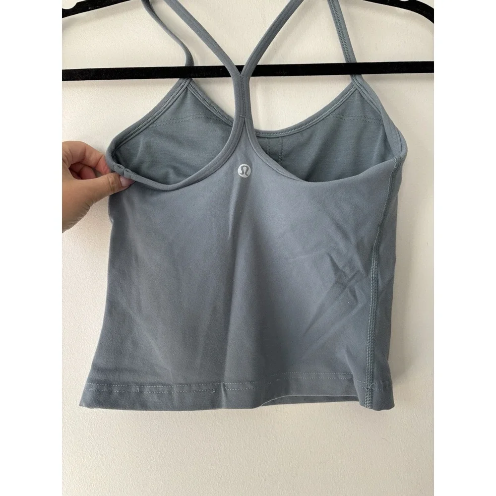 Lululemon Cropped Power Y Tank *Luon Blue Charcoal Size 2 Yoga Pilates Workout